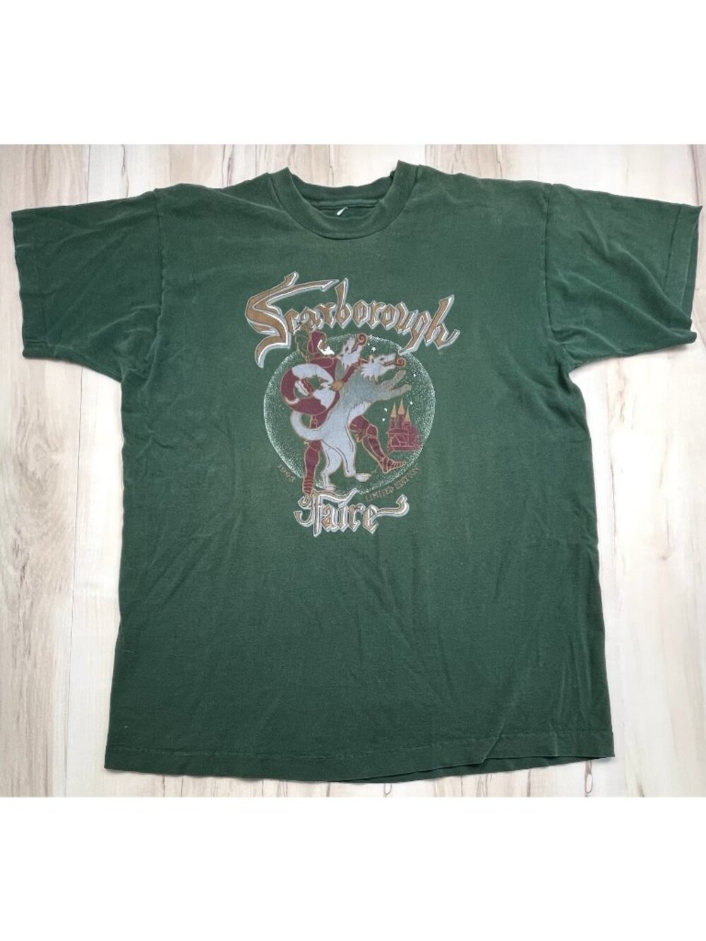 VTG 1993 Adult XL Green Limited Edition SCARBOROUGH FAIRE Fair Graphic T-SHIRT